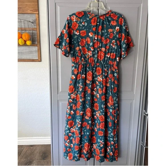Baltic‎ Born Botega Jade Floral Midi Dress, Green Orange, L(NWOT) - Picture 8 of 15